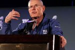 INDIANAPOLIS, IN - FEBRUARY 01:  Head coach Tom Coughlin of the New York Giants answers questions from the press during a media availability session for Super Bowl XLVI at the Indianapolis Downtown Marriott on February 1, 2012 in Indianapolis, Indiana.  (Photo by Andy Lyons/Getty Images)