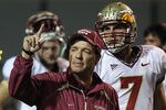 RALEIGH, NC - OCTOBER 28:  Head coach Jimbo Fisher and quarterback Christian Ponder #7 of the Florida State Seminoles prepare for their game against the North Carolina State Wolfpack at Carter-Finley Stadium on October 28, 2010 in Raleigh, North Carolina.  (Photo by Streeter Lecka/Getty Images)