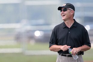 HEMPFIELD TOWNSHIP, PA - AUGUST 20:  Former Ohio State Unversity football head coach Jim Tressel laughs following Terrelle Pryor's pro day at a practice facility on August 20, 2011 in Hempfield Township, Pennsylvania.  (Photo by Jared Wickerham/Getty Images)