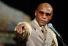 LAS VEGAS, NV - SEPTEMBER 17:  Floyd Mayweather Jr. speaks during his post-fight news conference after his fourth round knockout of Victor Ortiz in their WBC welterweight title fight at the MGM Grand Garden Arena on September 17, 2011 in Las Vegas, Nevada.  (Photo by Ethan Miller/Getty Images)