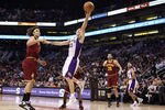 PHOENIX, AZ - JANUARY 12:  Steve Nash #13 of the Phoenix Suns lays up a shot during the NBA game against the Cleveland Cavaliers at US Airways Center on January 12, 2012 in Phoenix, Arizona.  NOTE TO USER: User expressly acknowledges and agrees that, by downloading and or using this photograph, User is consenting to the terms and conditions of the Getty Images License Agreement.  (Photo by Christian Petersen/Getty Images)
