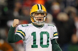 FOXBORO, MA - DECEMBER 19:  Quarterback Matt Flynn #10 of the Green Bay Packers reacts during the second quarter of the game against the New England Patriots at Gillette Stadium on December 19, 2010 in Foxboro, Massachusetts. The Patriots won the game 31-27.  (Photo by Jim Rogash/Getty Images)