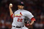 ARLINGTON, TX - OCTOBER 23:  Edwin Jackson #22 of the St. Louis Cardinals pitches in the first inning during Game Four of the MLB World Series against the Texas Rangers at Rangers Ballpark in Arlington on October 23, 2011 in Arlington, Texas.  (Photo by Ronald Martinez/Getty Images)