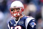FOXBORO, MA - JANUARY 22:  Tom Brady #12 of the New England Patriots looks on against the Baltimore Ravens during their AFC Championship Game at Gillette Stadium on January 22, 2012 in Foxboro, Massachusetts.  (Photo by Elsa/Getty Images)