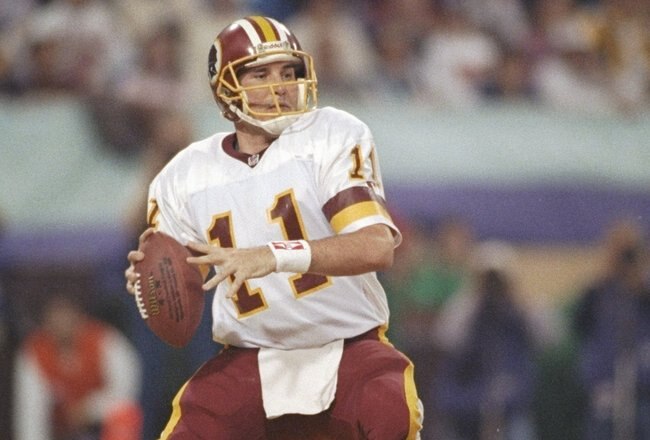 26 Jan 1992:  Quarterback Mark Rypien of the Washington Redskins looks to pass the ball during Super Bowl XXVI against the Buffalo Bills at the Hubert H. Humphrey Metrodome in Minneapolis, Minnesota.  The Reskins won the game, 37-24.  Rypien was named the