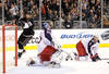 LOS ANGELES, CA - FEBRUARY 01:  Dustin Penner #25 of the Los Angeles Kings celebrates his goal for a 2-1 lead in front of Aaron Johnson #5 and Curtis Sanford #30 of the Columbus Blue Jackets during the second period at Staples Center on February 1, 2012 in Los Angeles, California.  (Photo by Harry How/Getty Images)