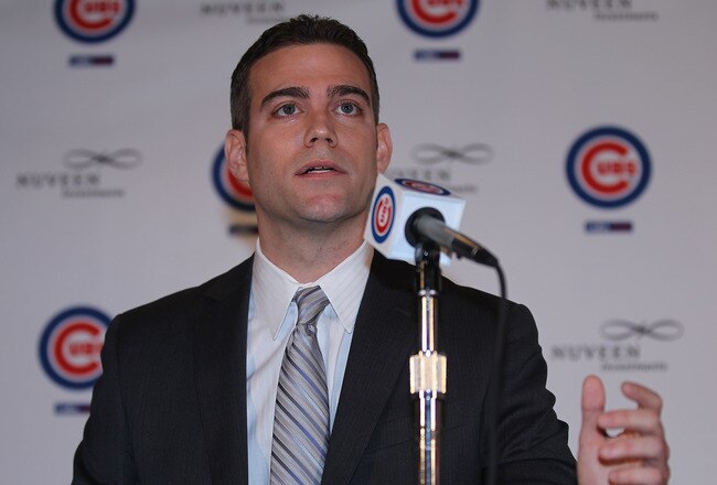 CHICAGO, IL - OCTOBER 25:  Theo Epstein, the new President of Baseball Operations for the Chicago Cubs, speaks during a press conference at Wrigley Field on October 25, 2011 in Chicago, Illinois.  (Photo by Jonathan Daniel/Getty Images)