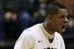 INDIANAPOLIS, IN - MARCH 11:  Kelsey Barlow #12 of the Purdue Boilermakers reacts against the Michigan State Spartans during the quarterfinals of the 2011 Big Ten Men's Basketball Tournament at Conseco Fieldhouse on March 11, 2011 in Indianapolis, Indiana. Michigan State won 74-56.  (Photo by Andy Lyons/Getty Images)