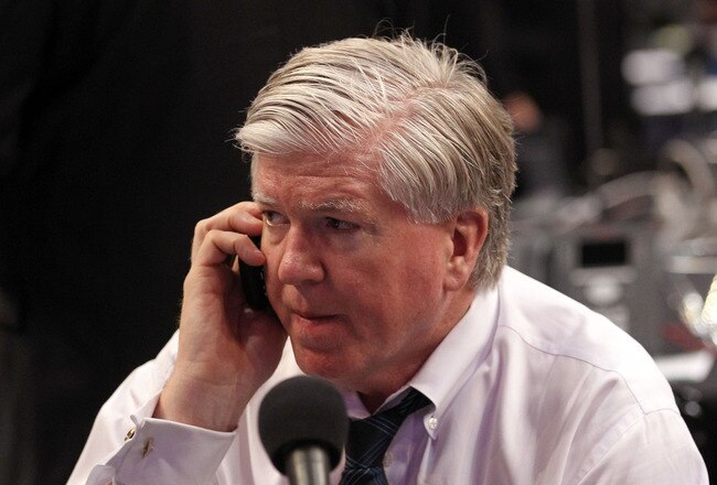 ST PAUL, MN - JUNE 24:  President and GM Brian Burke of the Toronto Maple Leafs looks on during day one of the 2011 NHL Entry Draft at Xcel Energy Center on June 24, 2011 in St Paul, Minnesota.  (Photo by Bruce Bennett/Getty Images)