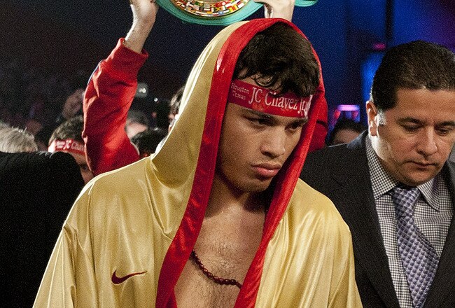 HOUSTON - NOVEMBER 19:  World Middleweight Champion Julio Chavez Jr. makes his way to the ring to defend his belt against Peter Manfredo Jr. at Reliant Arena at Reliant Park on November 19, 2011 in Houston, Texas.  (Photo by Bob Levey/Getty Images)