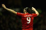 WOLVERHAMPTON, ENGLAND - JANUARY 31:  Andy Carroll of Liverpool celebrates his goal during the Barclays Premier League match between Wolverhampton Wanderers and Liverpool at Molineux on January 31, 2012 in Wolverhampton, England.  (Photo by Clive Mason/Getty Images)