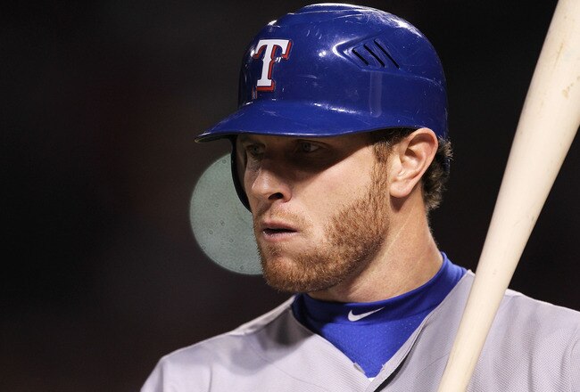 ST LOUIS, MO - OCTOBER 28:  Josh Hamilton #32 of the Texas Rangers bats during Game Seven of the MLB World Series against the St. Louis Cardinals at Busch Stadium on October 28, 2011 in St Louis, Missouri.  (Photo by Ezra Shaw/Getty Images)