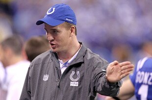INDIANAPOLIS, IN - DECEMBER 22:  Peyton Manning  #18 of the Indianapolis Colts gives instructions to his teammates during the NFL against  the Houston Texans at Lucas Oil Stadium on December 22, 2011 in Indianapolis, Indiana.  (Photo by Andy Lyons/Getty Images)