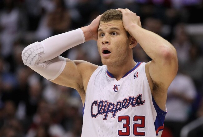 LOS ANGELES, CA - JANUARY 11:  Blake Griffin #32 of the Los Angeles Clippers reacts after committing a foul in the fourth quarter against the Miami Heat at Staples Center on January 11, 2012 in Los Angeles, California. The Clippers defeated the Heat 95-89 in overtime.  (Photo by Jeff Gross/Getty Images)