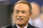 Commentator Al Michaels chats before the start of the Indianapolis Colts vs New York Giants game at the Meadowlands in East Rutherford, New Jersey on September 10, 2006 (Photo by Brian Killian/NFLPhotoLibrary)