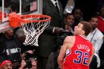 LOS ANGELES, CA - FEBRUARY 19:  Blake Griffin #32 of the Los Angeles Clippers dunks the ball over a car in the final round of the Sprite Slam Dunk Contest apart of NBA All-Star Saturday Night at Staples Center on February 19, 2011 in Los Angeles, California. NOTE TO USER: User expressly acknowledges and agrees that, by downloading and or using this photograph, User is consenting to the terms and conditions of the Getty Images License Agreement.  (Photo by Noel Vasquez/Getty Images)
