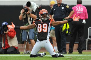 JACKSONVILLE, FL - OCTOBER 09:  Wide receiver Jerome Simpson #89 of the the Cincinnati Bengals looks for a penalty against the Jacksonville Jaguars October 9, 2011 at EverBank Field in Jacksonville, Florida. (Photo by Al Messerschmidt/Getty Images)