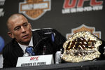NEW YORK - MARCH 24:  Georges St-Pierre of Montreal, Quebec, Canada speaks at a press conference for UFC 111 at Radio City Music Hall on March 24, 2010 in New York City.  St-Pierre will face Dan Hardy of Nottingham UK in the Welterweight title bout.  (Photo by Jeff Zelevansky/Getty Images)