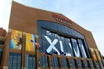 INDIANAPOLIS, IN - FEBRUARY 03: Lucas Oil Stadium is decorated with official Super Bowl XLVI signage prior to the game being played between the New York Giants and the New England Patriots on Februrary 3, 2012 in Indianapolis, Indiana.  (Photo by Chris Trotman/Getty Images)