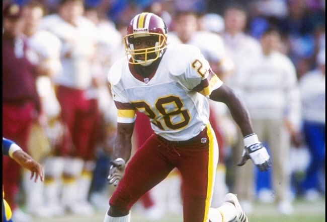 Defensive back Darrell Green of the Washington Redskins moves down the field during a game against the Los Angeles Rams at Anaheim Stadium in Anaheim, California. The Redskins won the game, 27-21.