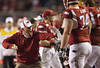 FAYETTEVILLE, AR - NOVEMBER 12:   Head Coach Bobby Petrino of the Arkansas Razorbacks shows his offensive lineman something during a game against the Tennessee Volunteers at Donald W. Reynolds Stadium Stadium on November 12, 2011 in Fayetteville, Arkansas.  The Razorbacks defeated the Volunteers 49 to 7.  (Photo by Wesley Hitt/Getty Images)