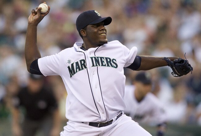 SEATTLE, WA - AUGUST 27:  Michael Pineda #36 of the Seattle Mariners delivers a pitch during a game against the Chicago White Sox at Safeco Field on August 27, 2011 in Seattle, Washington. (Photo by Stephen Brashear/Getty Images)