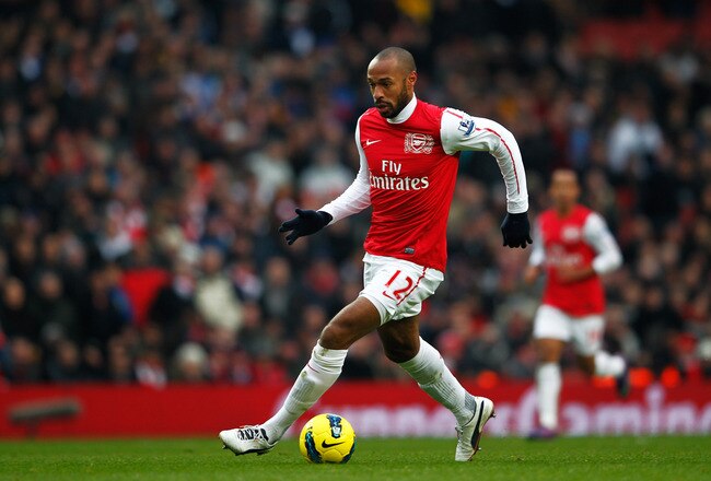 LONDON, ENGLAND - FEBRUARY 04:  Thierry Henry of Arsenal in action during the Barclays Premier League match between Arsenal and Blackburn Rovers at Emirates Stadium on February 4, 2012 in London, England.  (Photo by Paul Gilham/Getty Images)