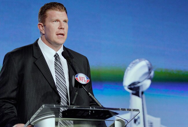 INDIANAPOLIS, IN - FEBRUARY 03: Matt Birk, a finalist for the Walter Payton NFL Man of the Year Award, addresses the media during a news conference on February 3, 2012 in Indianapolis, Indiana.  (Photo by Rob Carr/Getty Images)