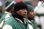 EAST RUTHERFORD, NJ - DECEMBER 11:  Running back Curtis Martin #28 of the New York Jets is seen on the sidelines as his team plays the Oakland Raiders on December 11, 2005 at Giants Stadium in East Rutherford, New Jersey. The Jets defeated the Raiders 26-10.  (Photo by Jim McIsaac/Getty Images)