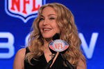 INDIANAPOLIS, IN - FEBRUARY 02:  Singer Madonna speaks at the podium during a press conference for the Bridgestone Super Bowl XLVI halftime show at the Super Bowl XLVI Media Center in the J.W. Marriott Indianapolis on February 2, 2012 in Indianapolis, Indiana.  (Photo by Scott Halleran/Getty Images)