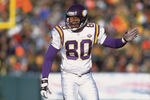 30 Dec 2001:  Wide Receiver Cris Carter #80 of the Minnesota Vikings stands ready on the line against the Green Bay Packers during the NFL game at Lambeau Field in Green Bay, Wisconsin.  The Packers defeated the Vikings 24-13.  Mandatory Credit:  Jonathan Daniel/Getty Images