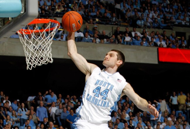 CHAPEL HILL, NC - JANUARY 29:  Tyler Zeller #44 of the North Carolina Tar Heels dunks the ball against the Georgia Tech Yellow Jackets during their game at the Dean Smith Center on January 29, 2012 in Chapel Hill, North Carolina.  (Photo by Streeter Lecka/Getty Images)