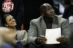 CHARLOTTE, NC - JANUARY 14:  Charlotte Bobcats owner, Michael Jordan sits beside fiance, Yvette Prieto during the Golden State Warriors versus Charlotte Bobcats game at Time Warner Cable Arena on January 14, 2012 in Charlotte, North Carolina.  NOTE TO USER: User expressly acknowledges and agrees that, by downloading and or using this photograph, User is consenting to the terms and conditions of the Getty Images License Agreement.  (Photo by Streeter Lecka/Getty Images)