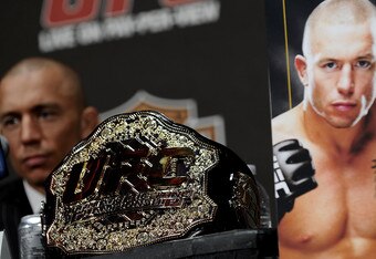 NEW YORK - MARCH 24:  Georges St-Pierre of Montreal, Quebec, Canada appears at a press conference for UFC 111 at Radio City Music Hall on March 24, 2010 in New York City.  St-Pierre will face Dan Hardy of Nottingham UK in the Welterweight title bout.  (Photo by Jeff Zelevansky/Getty Images)