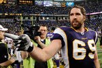 MINNEAPOLIS, MN - JANUARY 1: Jared Allen #69 of the Minnesota Vikings following the game against the Chicago Bears on January 1, 2012 at Mall of America Field at the Hubert H. Humphrey Metrodome in Minneapolis, Minnesota. The Bears defeated the Vikings 17-13. (Photo by Hannah Foslien/Getty Images)