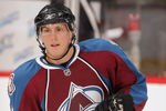 DENVER, CO - SEPTEMBER 23:  Tyson Barrie #41 of the Colorado Avalanche warms up prior to facing the St. Louis Blues during their preseason game at Pepsi Center on September 23, 2011 in Denver, Colorado.  (Photo by Doug Pensinger/Getty Images)