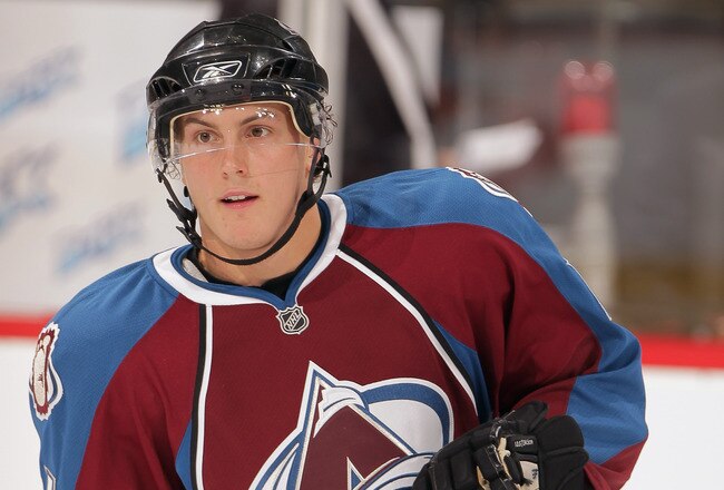 DENVER, CO - SEPTEMBER 23:  Tyson Barrie #41 of the Colorado Avalanche warms up prior to facing the St. Louis Blues during their preseason game at Pepsi Center on September 23, 2011 in Denver, Colorado.  (Photo by Doug Pensinger/Getty Images)
