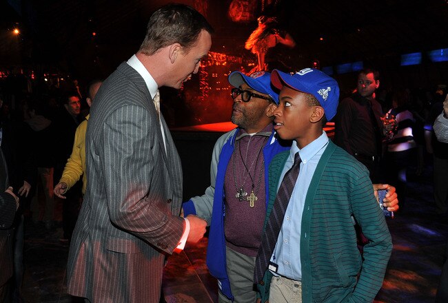 INDIANAPOLIS, IN - FEBRUARY 04:  NFL player Peyton Manning, Spike Lee and Jackson Lee attend DIRECTV's Sixth Annual Celebrity Beach Bowl After Party at Victory Field on February 4, 2012 in Indianapolis, Indiana.  (Photo by Theo Wargo/Getty Images for DirecTV)