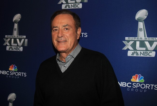 INDIANAPOLIS, IN - JANUARY 31:  NBC Play-by-play commentator Al Michaels looks on during the Super Bowl XLVI Broadcasters Press Conference at the Super Bowl XLVI Media Canter in the J.W. Marriott Indianapolis on January 31, 2012 in Indianapolis, Indiana.  (Photo by Scott Halleran/Getty Images)