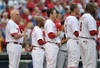 PHILADELPHIA, PA - OCTOBER 01:  Charlie Manuel #41 of the Philadelphia Phillies looks on during pregame ceremonies prior to playing the St. Louis Cardinals in Game One of the National League Division Series at Citizens Bank Park on October 1, 2011 in Philadelphia, Pennsylvania.  (Photo by Drew Hallowell/Getty Images)
