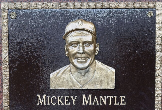 NEW YORK - MAY 02:  The plaque of Mickey Mantle is seen in Monument Park at Yankee Stadium prior to the game between the New York Yankees and the Chicago White Sox on May 2, 2010 in the Bronx borough of New York City. The Yankees defeated the White Sox 12-3.  (Photo by Jim McIsaac/Getty Images)