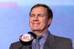 INDIANAPOLIS, IN - FEBRUARY 03:  AFC Champion Head Coach Bill Belichick answers questions during a press conference during Super Bowl XLVI week at the JW Marriott in Indianapolis, Indiana.  (Photo by Elsa/Getty Images)
