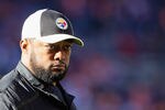 DENVER, CO - JANUARY 08:  Head coach Mike Tomlin of the Pittsburgh Steelers looks on prior to the start of the AFC Wild Card Playoff game against the Denver Broncos at Sports Authority Field at Mile High on January 8, 2012 in Denver, Colorado.  (Photo by Jeff Gross/Getty Images)