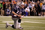 INDIANAPOLIS, IN - FEBRUARY 05:  Quarterback Tom Brady #12 of the New England Patriots reacts after throwing an interception in the fourth quarter during Super Bowl XLVI at Lucas Oil Stadium on February 5, 2012 in Indianapolis, Indiana.  (Photo by Rob Carr/Getty Images)
