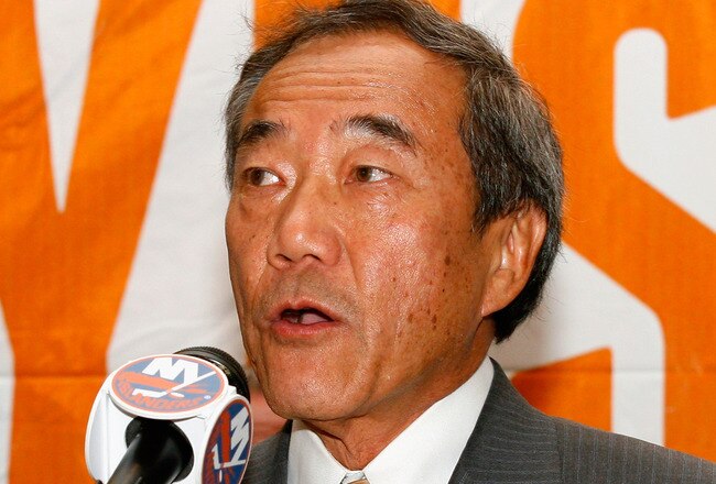 UNIONDALE, NY - AUGUST 01: Owner Charles Wang the New York Islanders addresses the media to announce that the new arena voter referendum failed on August 1, 2011 in Uniondale, New York. Wang has said that without a new arena, he may have no choice but to move the team out of Nassau County.  (Photo by Andy Marlin/Getty Images)