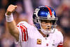 INDIANAPOLIS, IN - FEBRUARY 05:  Eli Manning #10 of the New York Giants reacts in the first half while taking on the New England Patriots during Super Bowl XLVI at Lucas Oil Stadium on February 5, 2012 in Indianapolis, Indiana. Manning, named MVP, led the Giants to a 21-17 victory.  (Photo by Al Bello/Getty Images)