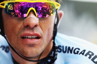 LUZ-ARDIDEN, FRANCE - JULY 14:  Alberto Contador of Spain and Saxo Bank Sungard catches his breath after finishing stage twelve of the 2011 Tour de France from Cugnaux to Luz-Ardiden on July 14, 2011 in Luz-Ardiden, France.  (Photo by Bryn Lennon/Getty Images)