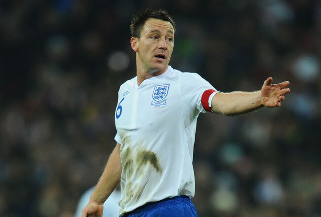 LONDON, ENGLAND - NOVEMBER 15:  John Terry of England gestures during the international friendly match between England and Sweden at Wembley Stadium on November 15, 2011 in London, England.  (Photo by Mike Hewitt/Getty Images)
