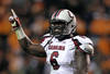 KNOXVILLE, TN - OCTOBER 29: Melvin Ingram #6 of the South Carolina Gamecocks celebrates during the game against the Tennessee Volunteers at Neyland Stadium on October 29, 2011 in Knoxville, Tennessee.  (Photo by Andy Lyons/Getty Images)