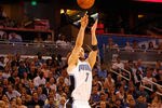 ORLANDO, FL - APRIL 26:  J.J. Redick #7 of the Orlando Magic shoots against the Atlanta Hawks during Game Five of the Eastern Conference Quarterfinals of the 2011 NBA Playoffs on April 26, 2011 at the Amway Arena in Orlando, Florida.  NOTE TO USER: User expressly acknowledges and agrees that, by downloading and/or using this Photograph, user is consenting to the terms and conditions of the Getty Images License Agreement.  (Photo by J. Meric/Getty Images)